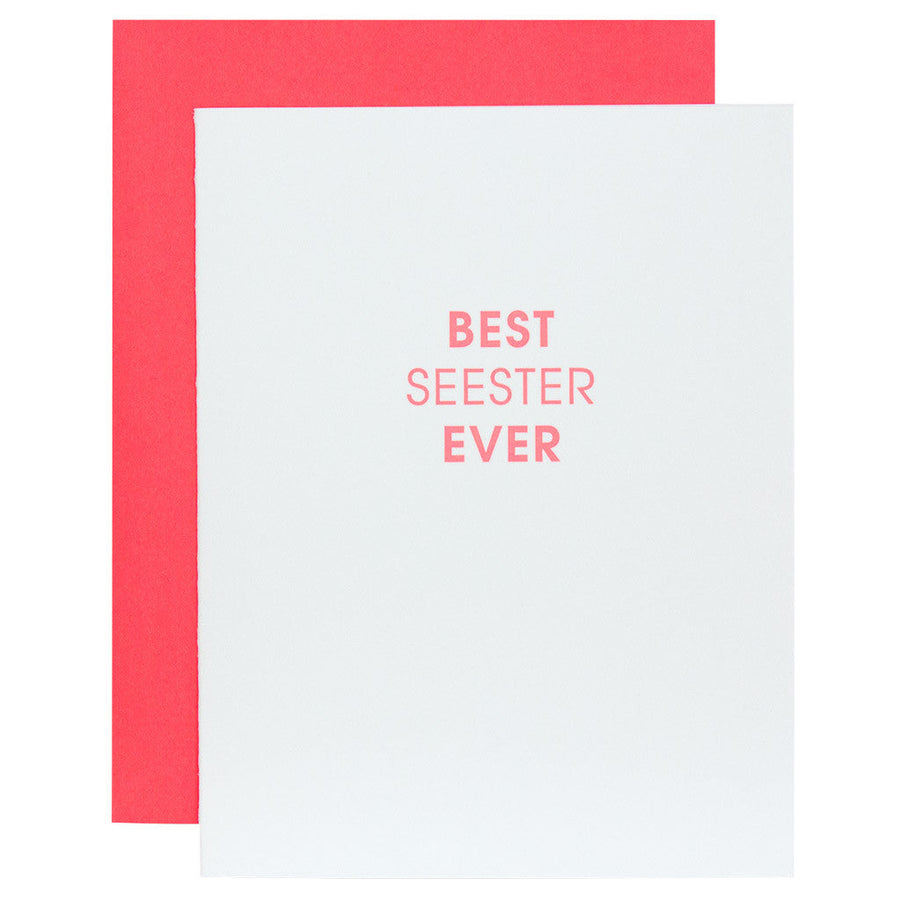 Best Seester Ever Paper Clip Letterpress Card