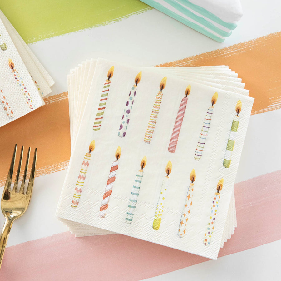Birthday Candles Cocktail Napkins - Set of 20