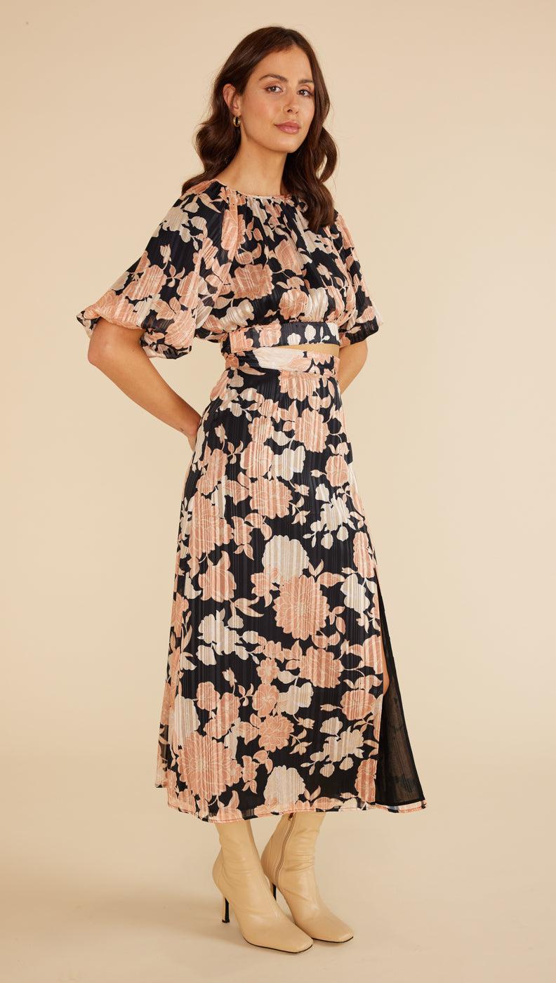 Bonnie Midi Skirt in Black/Multi