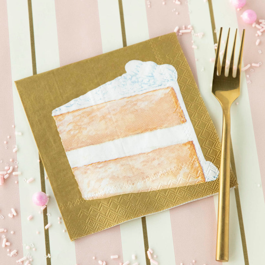 Cake Slice Cocktail Napkins - Set of 20