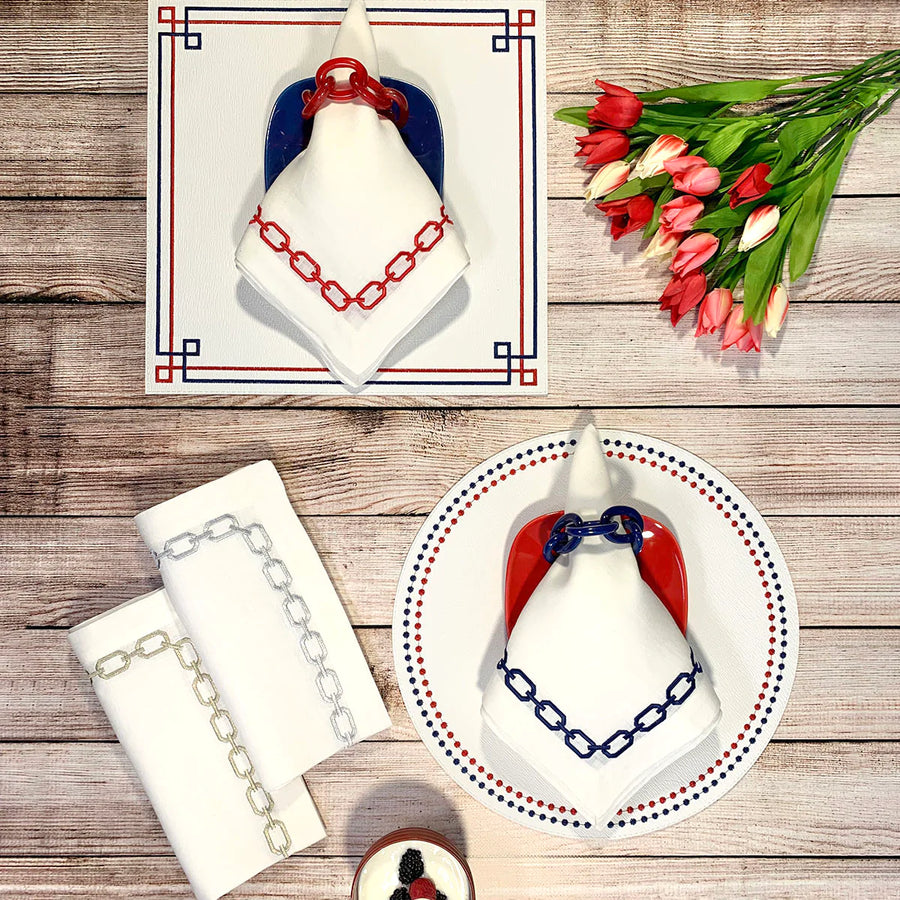 Bodrum Linen Napkins in Silver Chains, Set of 4