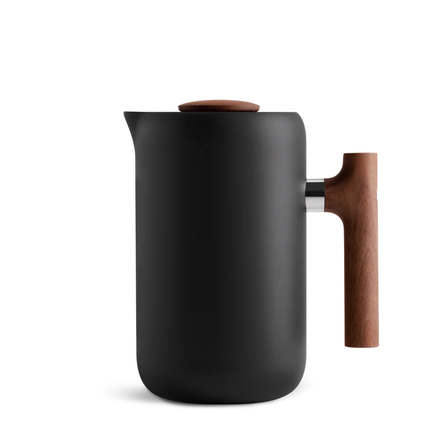 Fellow Clara French Press in Matte Black and Walnut