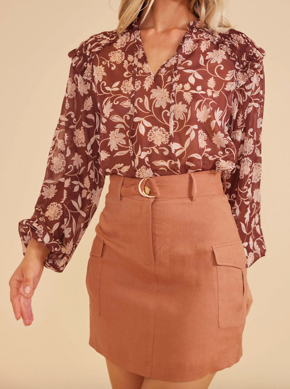 Dylan Belted Mini Skirt in Amber