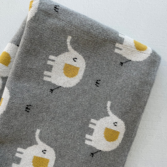 Elephant Jacquard Knit Baby Blanket & Lovey