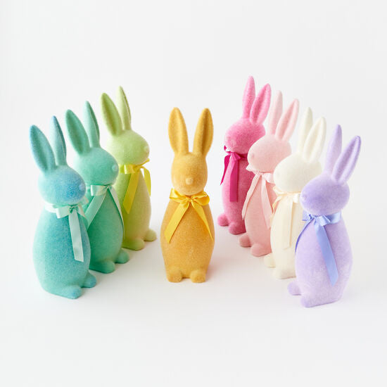 Flocked Pastel Bunny Medium in White