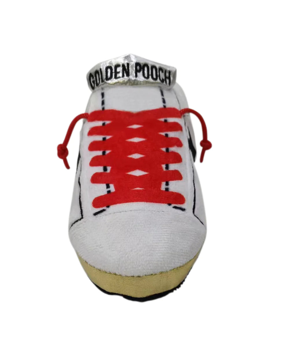 Haute Diggity Dog Golden Pooch Sneaker Dog Toy in White