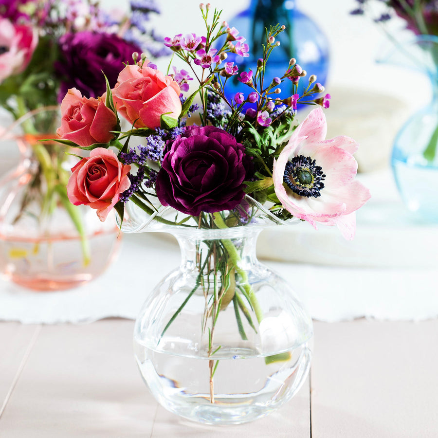 Vietri Hibiscus Glass Clear Bud Vase