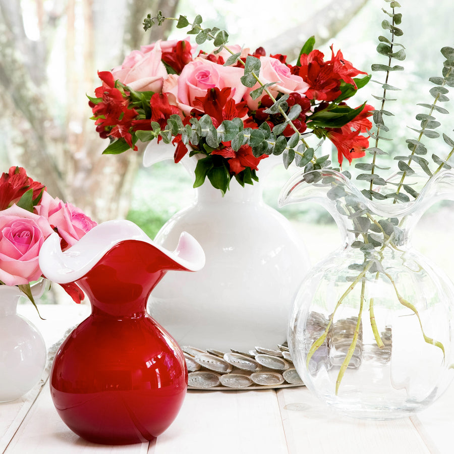 Vietri Hibiscus Glass Clear Medium Flute Vase