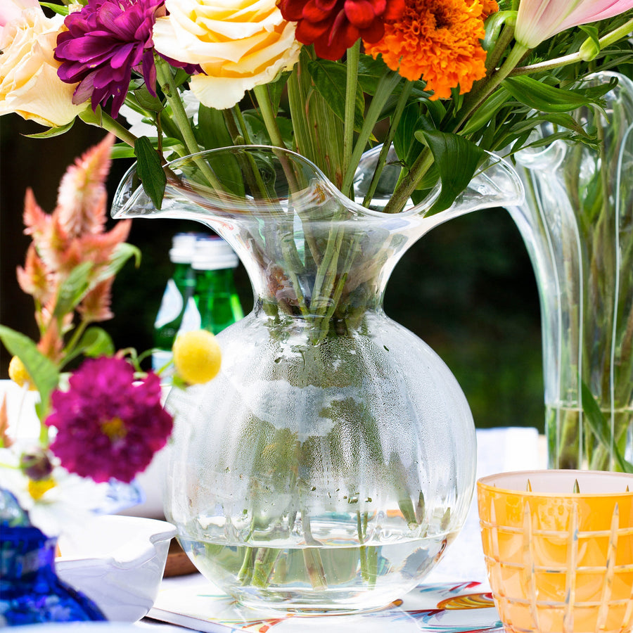 Vietri Hibiscus Glass Clear Medium Flute Vase