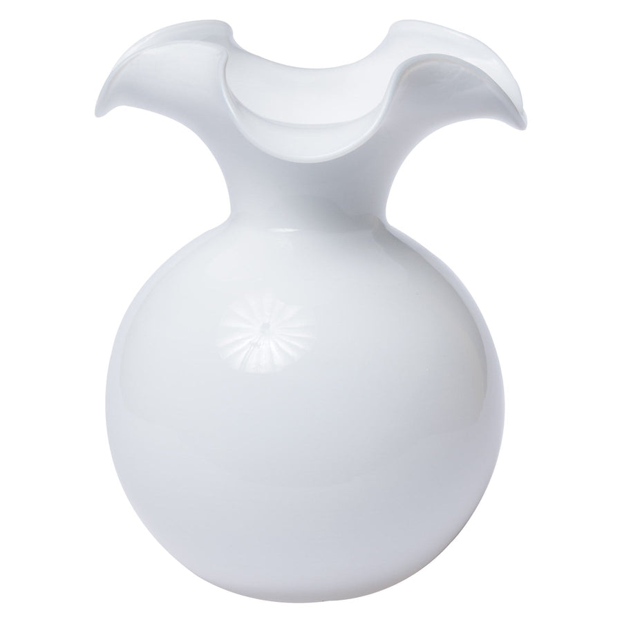 Vietri Hibiscus Glass White Large Flute Vase