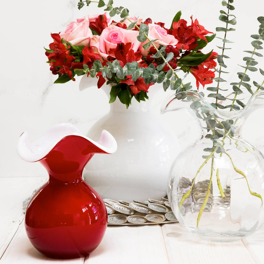 Vietri Hibiscus Glass White Large Flute Vase