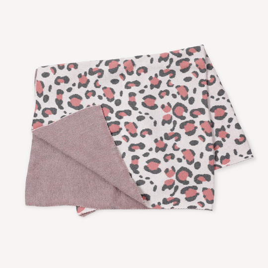 Leopard Animal Jacquard Knit Baby Blanket & Bunny Lovey
