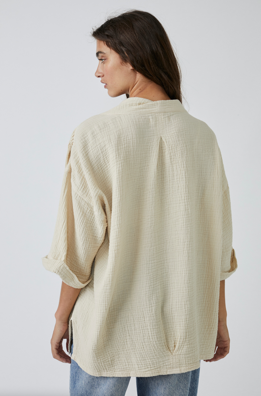 Free People Lou Blazer Shirt in Summer Khaki