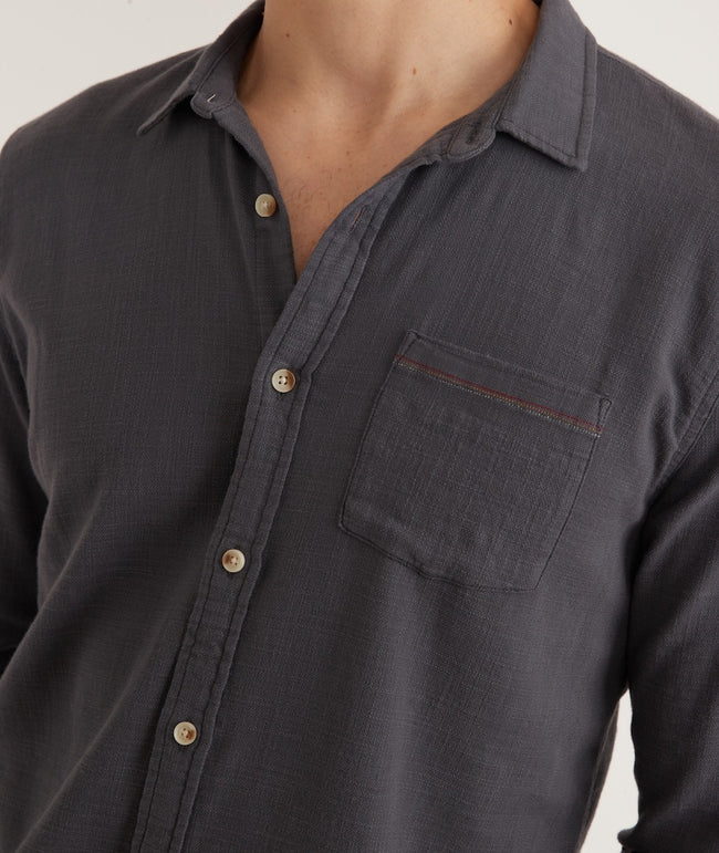 Marine Layer Long Sleeve Classic Stretch Selvage Shirt in India Ink