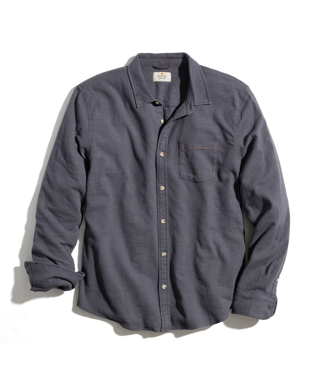 Marine Layer Long Sleeve Classic Stretch Selvage Shirt in India Ink