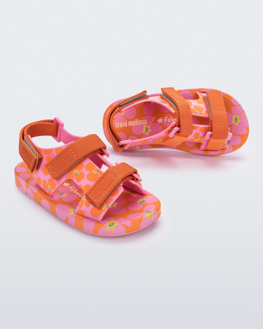 Mini Ping Pong + Fabula Baby Sandal in Orange/Pink