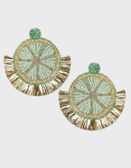 Olivia Dar Mosaic Citrus Earrings in Lemon Lime