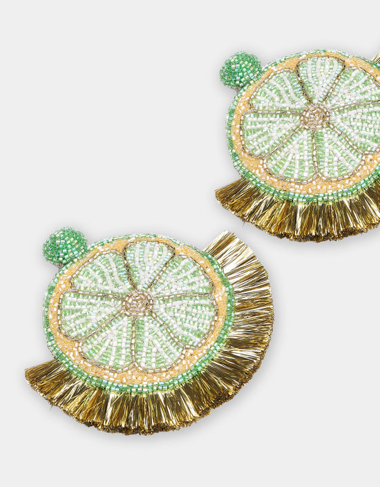 Olivia Dar Mosaic Citrus Earrings in Lemon Lime