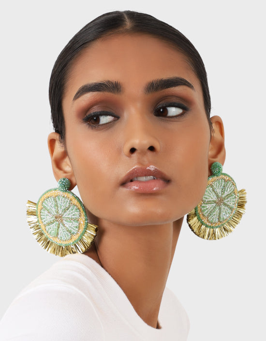 Olivia Dar Mosaic Citrus Earrings in Lemon Lime