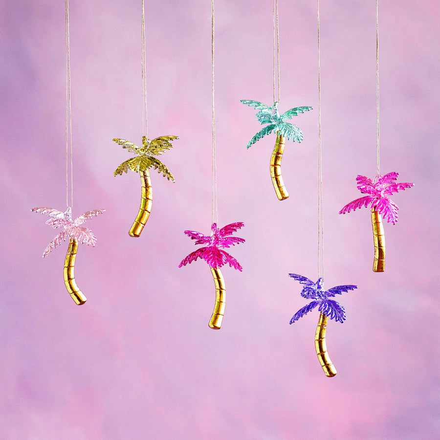 One Hundred 80 Degrees Palm Tree Ornament in Pink