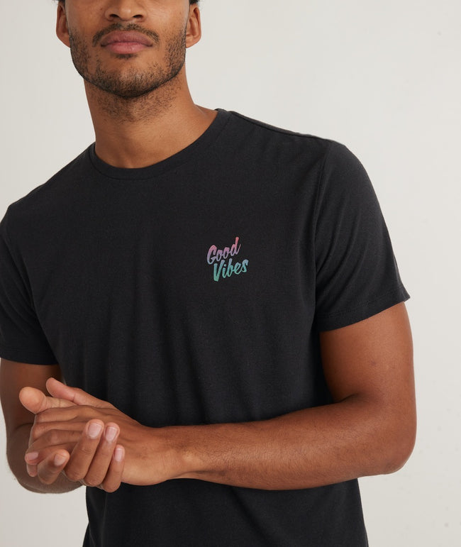 Marine Layer Re-Spun Graphic Tee in Faded Black
