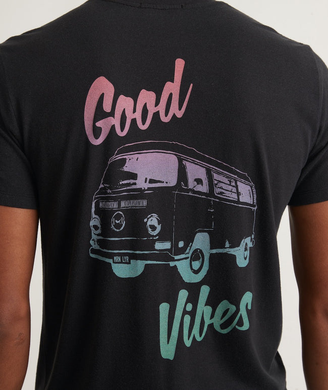 Marine Layer Re-Spun Graphic Tee in Faded Black