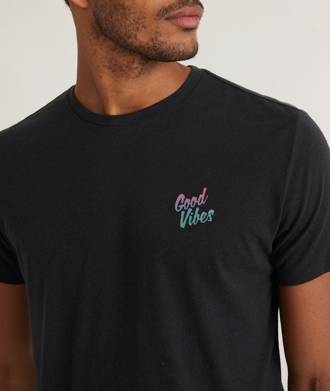 Marine Layer Re-Spun Graphic Tee in Faded Black
