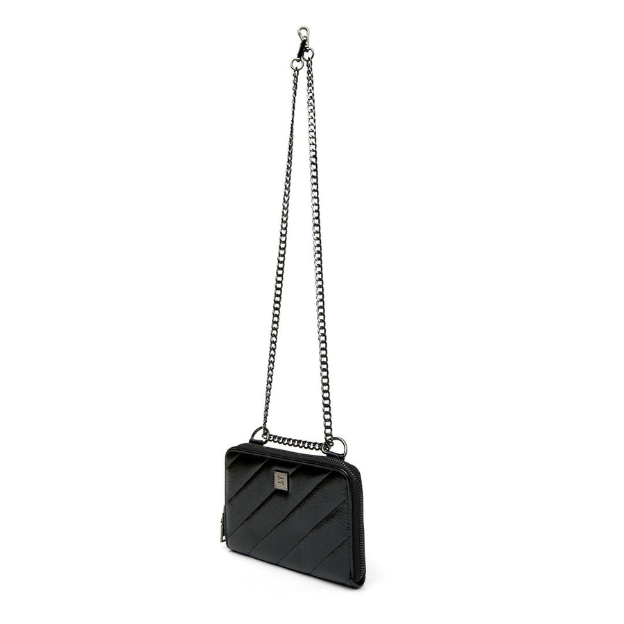 Think Royln Starlet Wallet Bag in Luxe Crackled Black