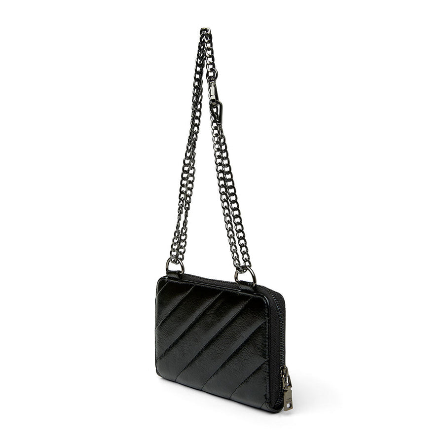 Think Royln Starlet Wallet Bag in Luxe Crackled Black