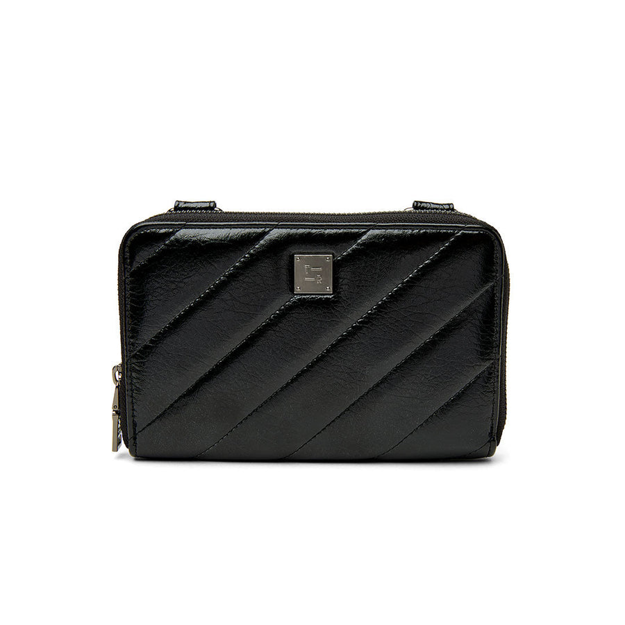 Think Royln Starlet Wallet Bag in Luxe Crackled Black