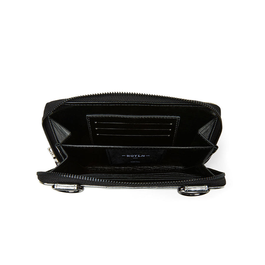 Think Royln Starlet Wallet Bag in Luxe Crackled Black