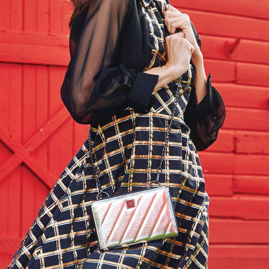 Think Royln Starlet Wallet Bag in Luxe Crackled Black