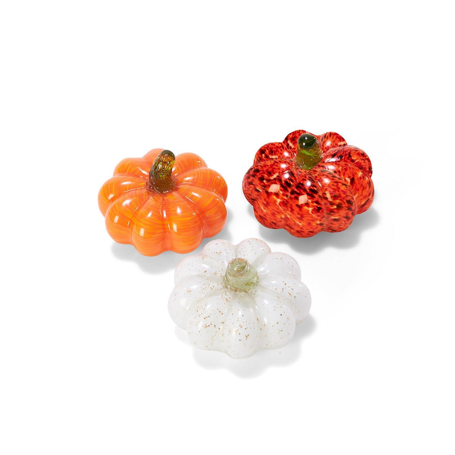 Two's Company Spike Glass Mini Pumpkin in Orange