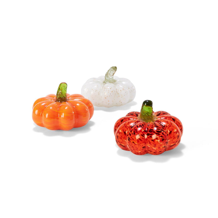 Two's Company Spike Glass Mini Pumpkin in Orange