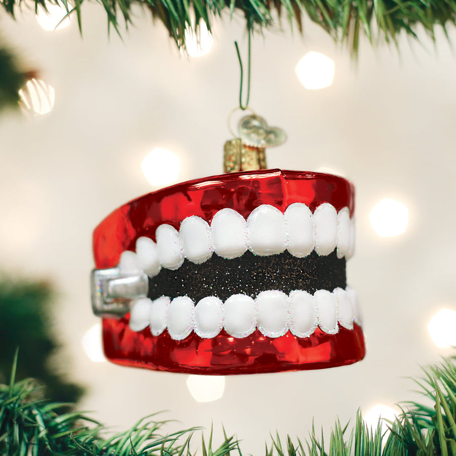 Wind Up Teeth Glass Ornament