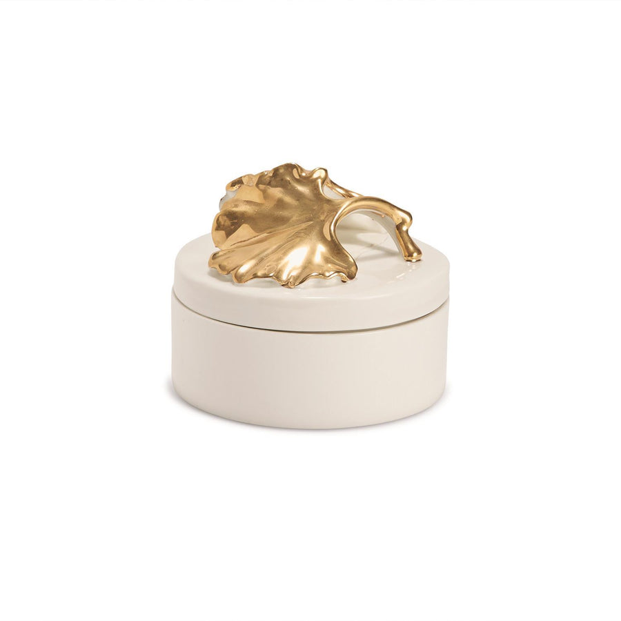 Two's Company Golden Ginkgo Leaf Box