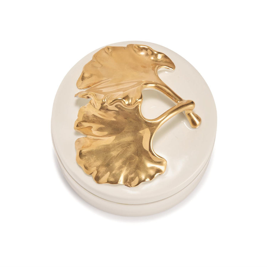 Two's Company Golden Ginkgo Leaf Box