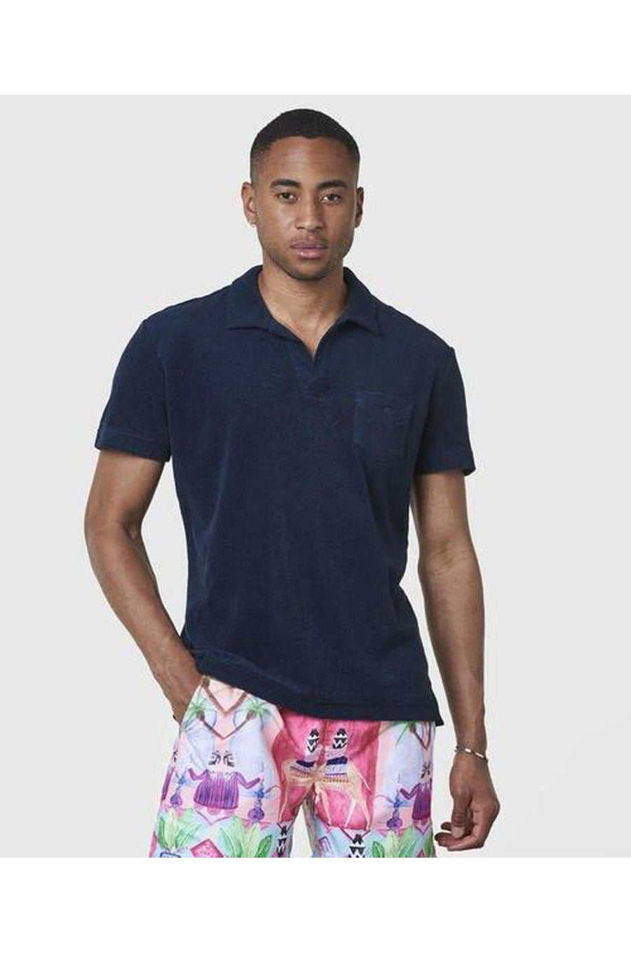 OAS Solid Navy Terry Towel Shirt
