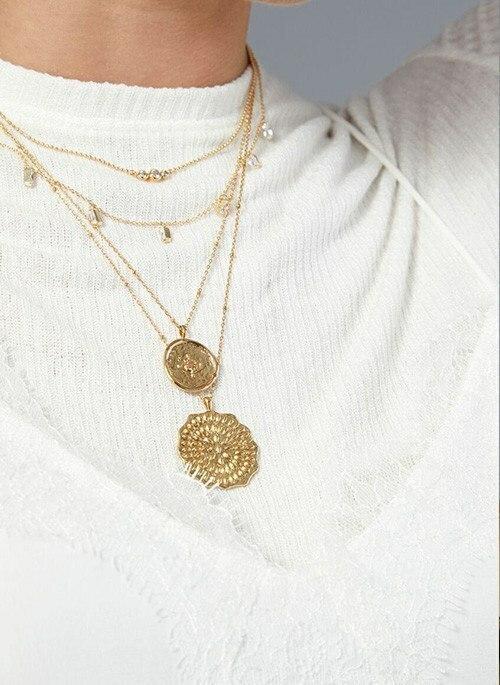 Gorjana Compass Gold Coin Necklace