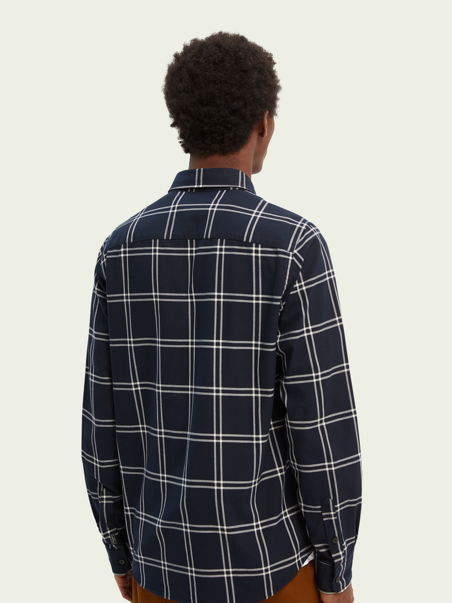 Scotch & Soda Regular Fit Checked Twill Shirt in Navy